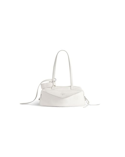 Balenciaga White Carrie Bowling Bag Small