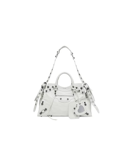 Balenciaga Leather Neo Cagole City Handbag in White | Lyst UK