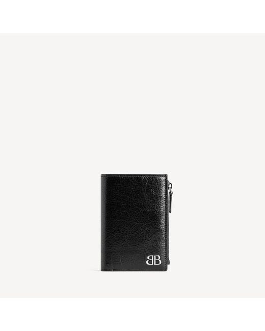 Balenciaga Black Monaco Vertical Folded Card Holder for men