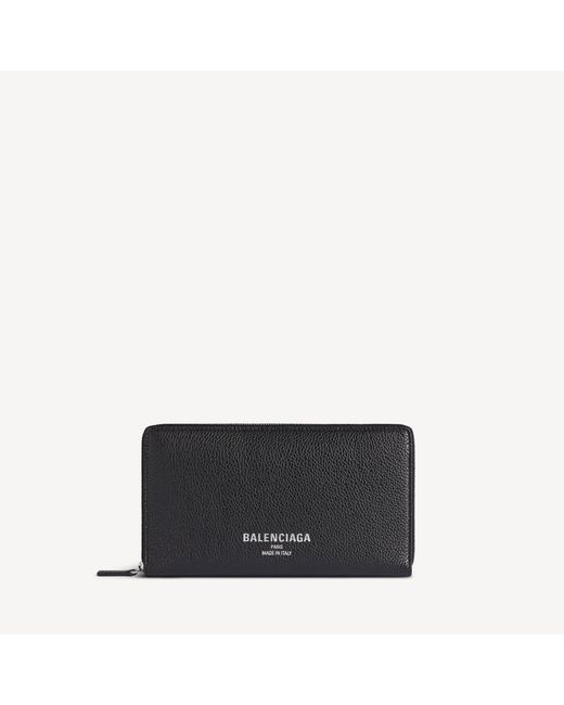 Balenciaga Black Credit Continental Zip Wallet for men