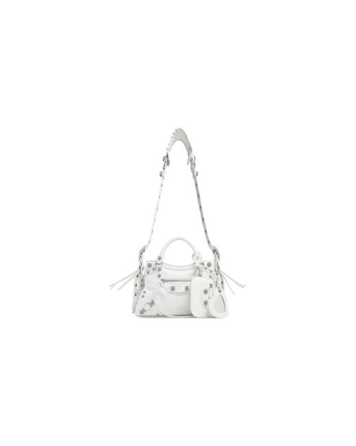 Balenciaga Neo Cagole Xs Handbag With Rhinestones in White | Lyst