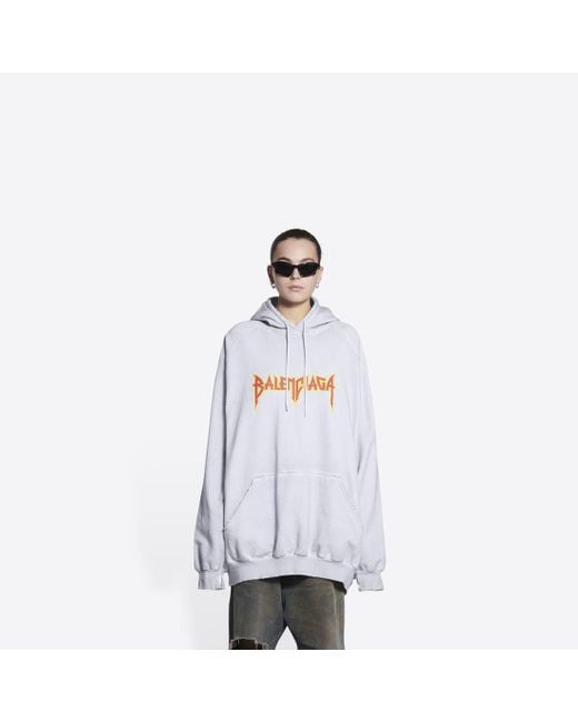 Balenciaga Metal Hoodie Oversized in White for Men | Lyst