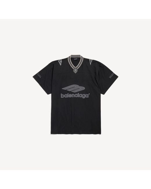 Balenciaga Black 3B Football V-Neck T-Shirt Oversized for men
