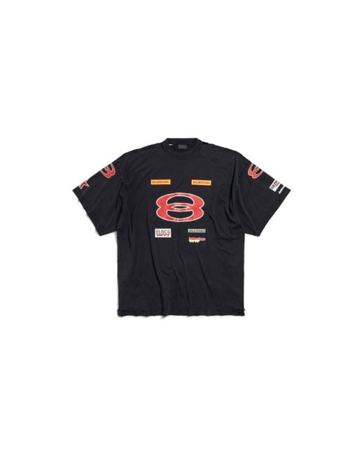 Balenciaga Black Oversized Distressed Logo T-Shirt for men