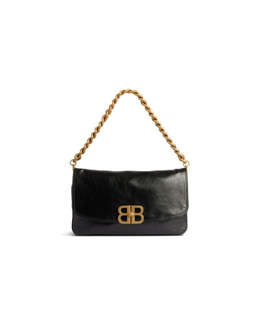 Balenciaga Black Bb soft mittelgroße tasche mit Überschlag