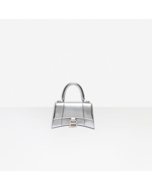 Balenciaga Hourglass Xs Top Handle Bag In Metallic Calfskin