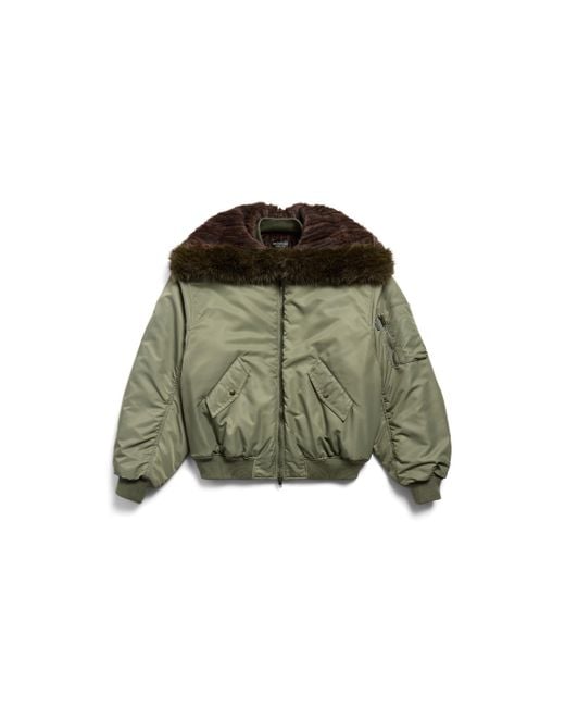 Balenciaga Green Hooded Bomber Jacket