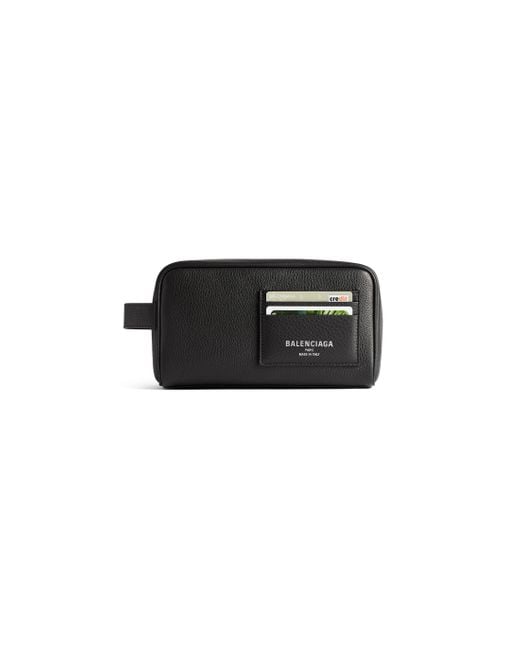 Balenciaga Black Credit Toiletry Pouch for men