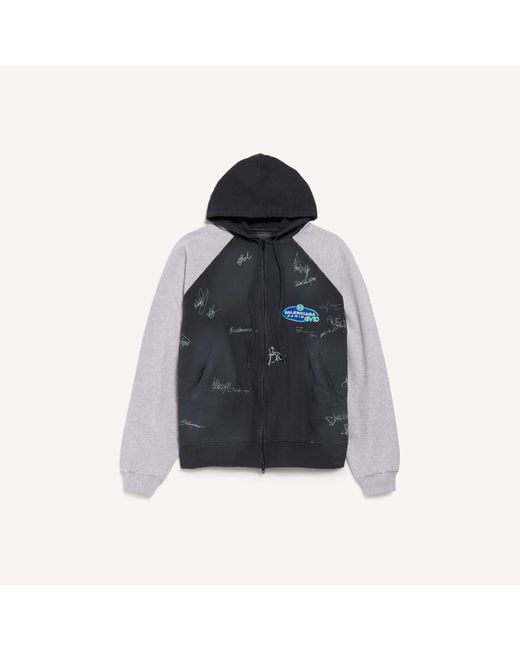 Balenciaga Blue Banana Raglan Oversized Zip-Up Hoodie for men