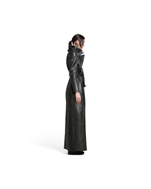 Balenciaga Black Round Shoulder Maxi Trench Coat