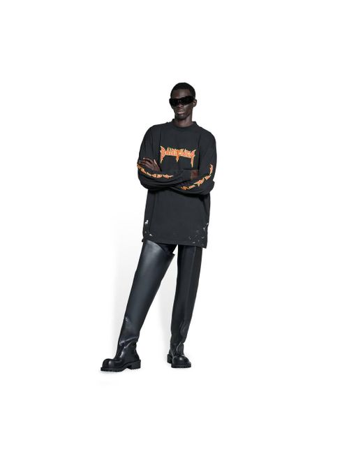 Balenciaga Metal Long Sleeve T-shirt Oversized in Black for Men | Lyst
