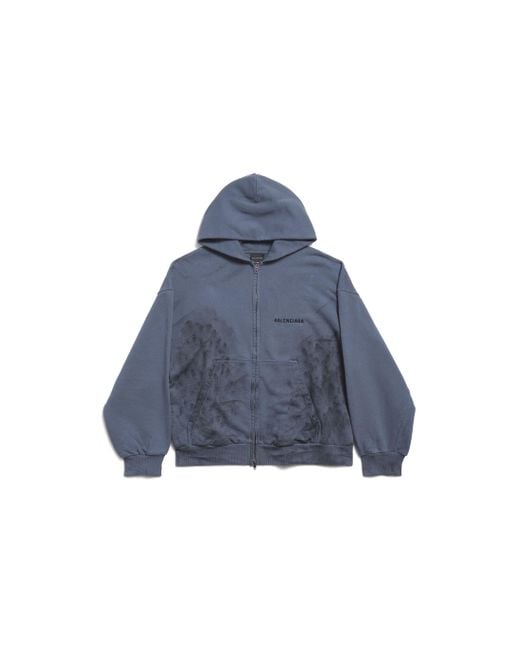 Balenciaga Back Hoodie Mit Reißverschluss Regular Fit in Blue für Herren