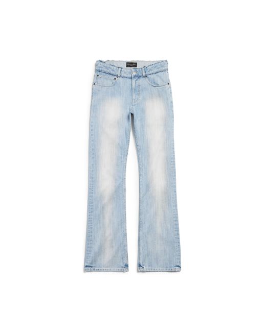 Balenciaga Blue Distressed Low-Rise Straight Jeans
