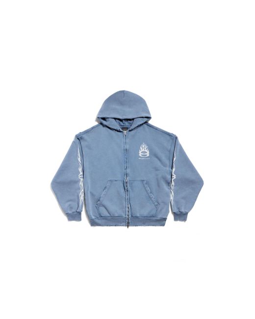 Balenciaga Blue Burning Unity Zip-Up Hoodie Medium Fit