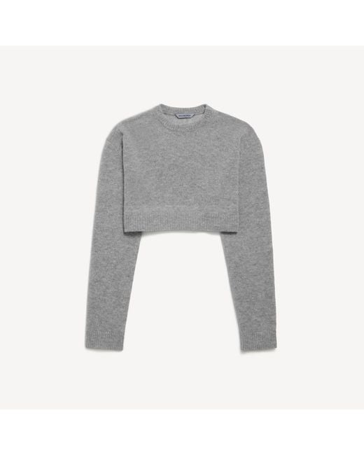 Balenciaga Gray Cropped Crewneck