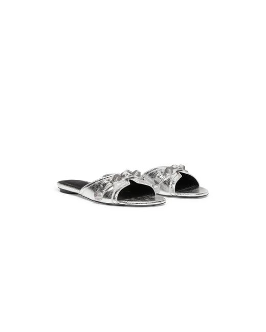 Balenciaga Cagole Sandal Metallized in White | Lyst