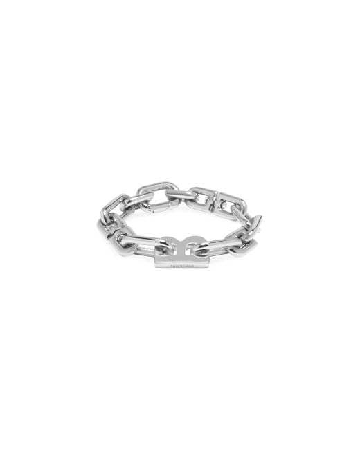 Balenciaga White B Chain Thin Bracelet