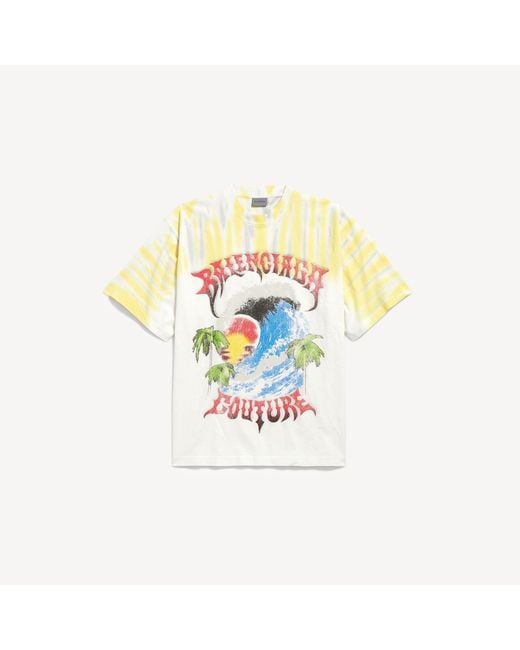 Balenciaga White Extreme Tie Dye Medium Fit T-Shirt for men