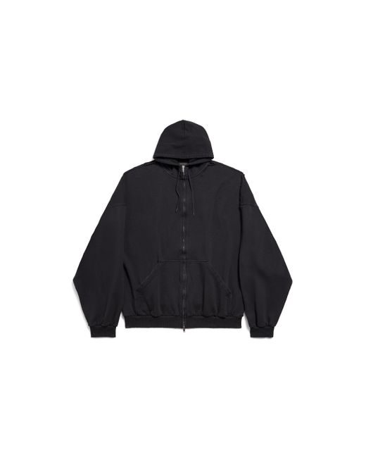 Hoodie Con Cremallera Security Tape Logo Large Fit Balenciaga de hombre de color Blue