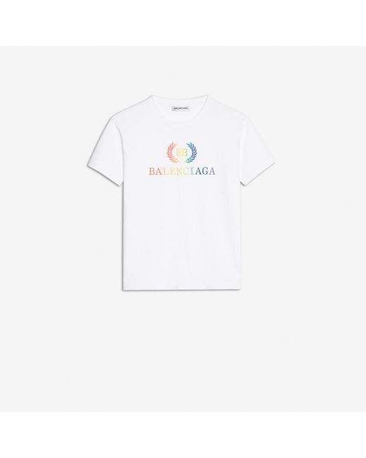 Balenciaga Rainbow Bb Small T-shirt in White | Lyst