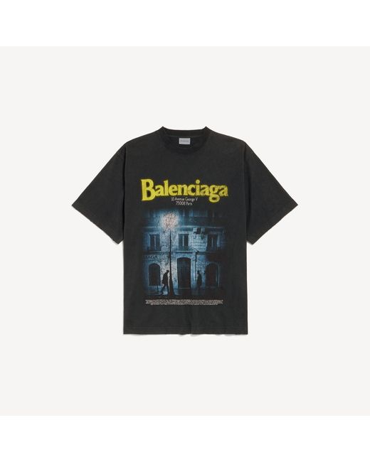 Balenciaga Black The Address Medium Fit T-Shirt for men