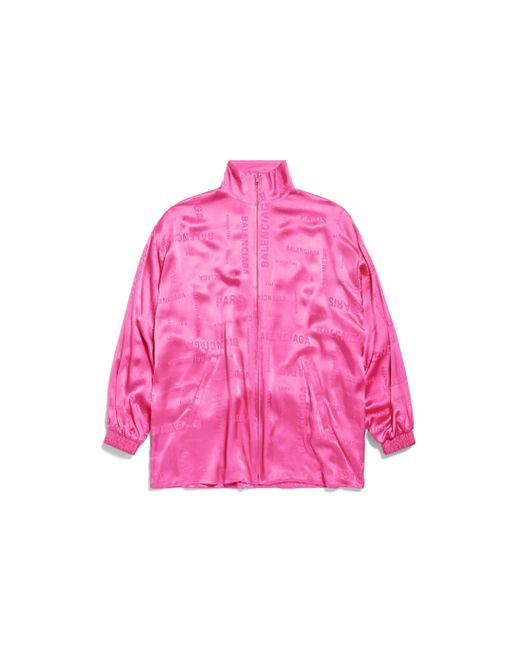 Balenciaga Pink Bal Paris Allover Fluid Tracksuit Jacket