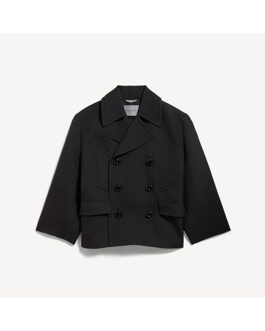 Balenciaga Black Short Peacoat for men