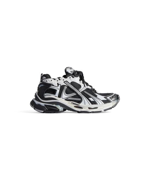 Balenciaga Black Blk/ Runner Mesh And Faux-Leather Low-Top Trainers for men