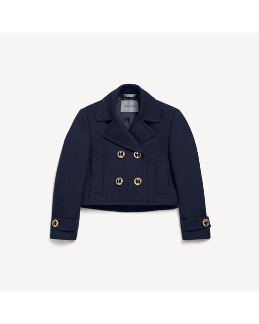 Balenciaga Blue Cropped Peacoat