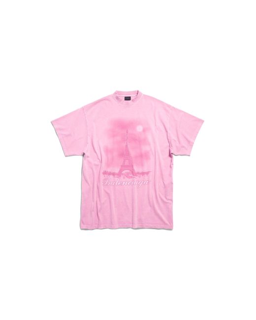 T-shirt paris moon oversize di Balenciaga in Pink