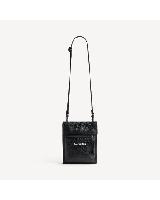 Balenciaga Black Explorer Pouch With Strap Small for men