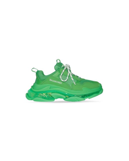 Balenciaga Leather Triple S Sneaker Clear Sole in Green for Men | Lyst