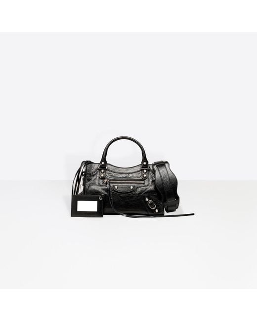 balenciaga mini city black silver