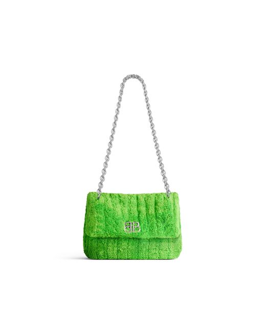 Balenciaga Green Monaco mini-tasche mit steppung aus handtuchstoff