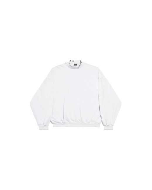 Balenciaga White Pierced Round Sweatshirt Oversized for men