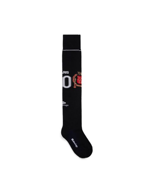 Balenciaga Black Paris Soccer High Socks for men