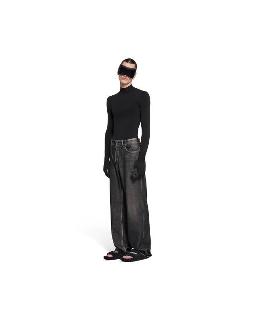 Balenciaga Denim Trompe L'œil Pants in Black | Lyst