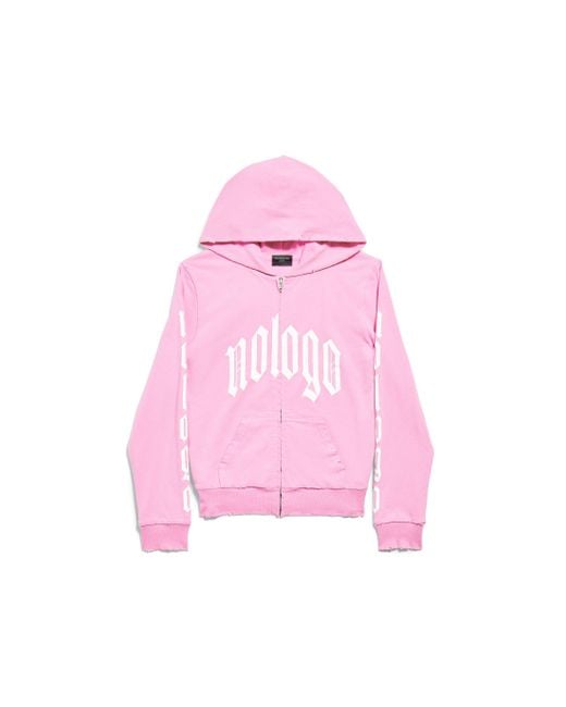 Balenciaga Pink Nologo hoodie mit reißverschluss small fit