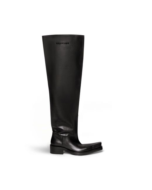 Balenciaga Black Santiago Over-the-knee Leather Boots for men