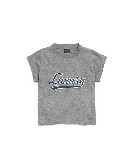 Balenciaga Gray Luxury Script Shrunk T-Shirt