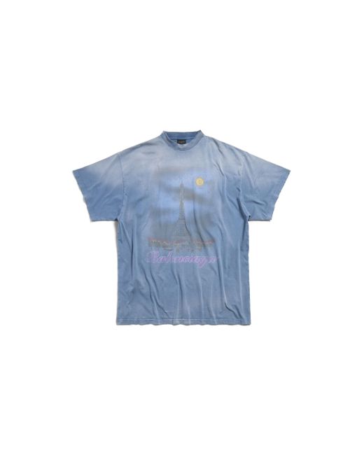 T-shirt paris moon oversize di Balenciaga in Blue