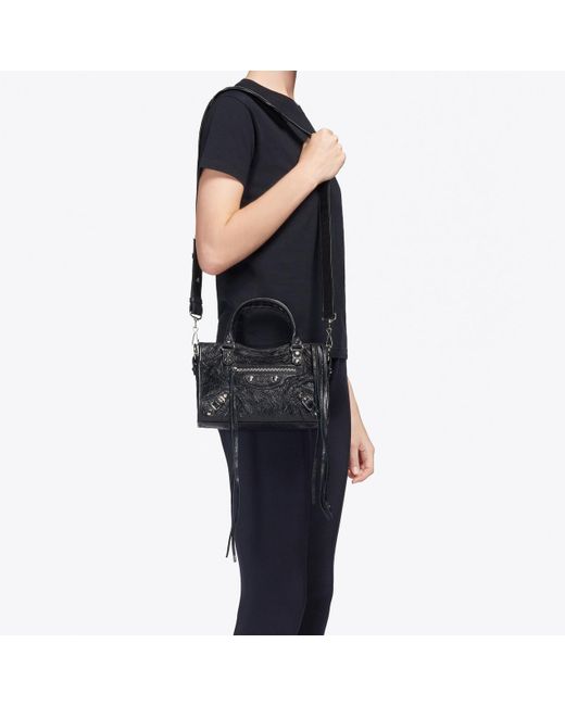 Balenciaga Mini City Leather Bag in Black | Lyst