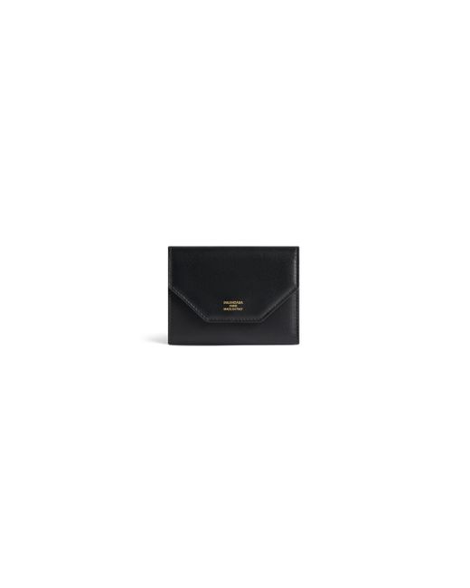 Balenciaga Black Envelope Compact Wallet With Card Holder