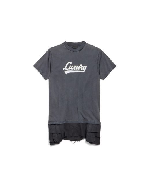 Balenciaga Black Luxury Script Hybrid T-shirt Cargo Dress