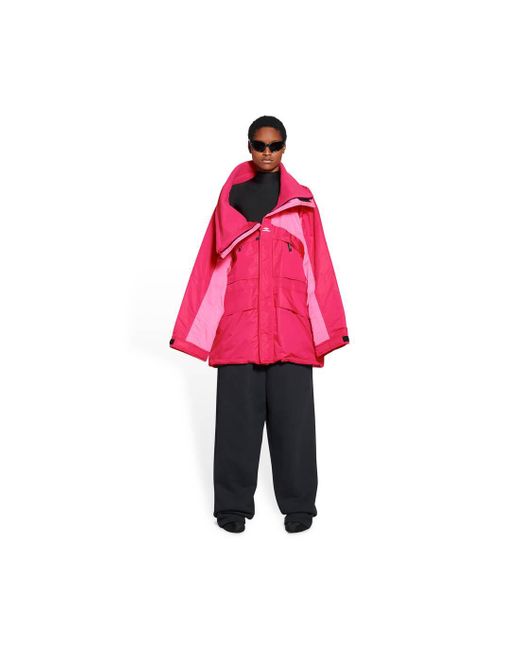 Balenciaga 3b Sports Icon High Collar Parka in Pink | Lyst UK