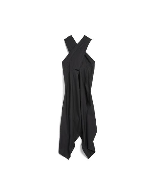 Balenciaga Black Gedrehtes Ärmelloses Hemdblusenkleid