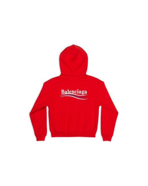 Balenciaga Political Campaign Shrunk Zip-up Hoodie Small Fit in Red | Lyst