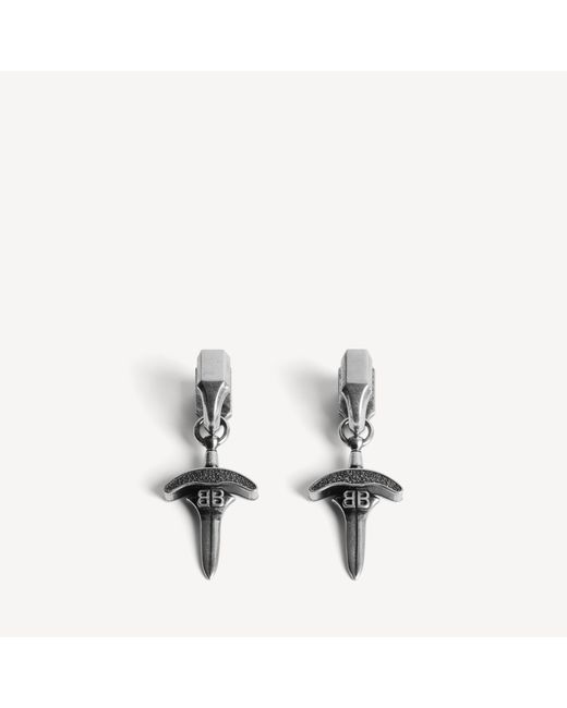 Balenciaga White Goth Drop Earrings for men