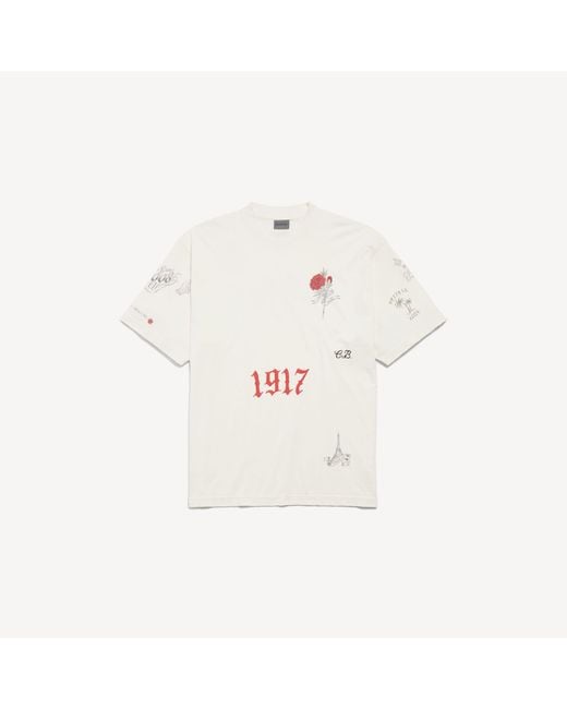 Balenciaga White Tattoo Medium Fit T-Shirt for men