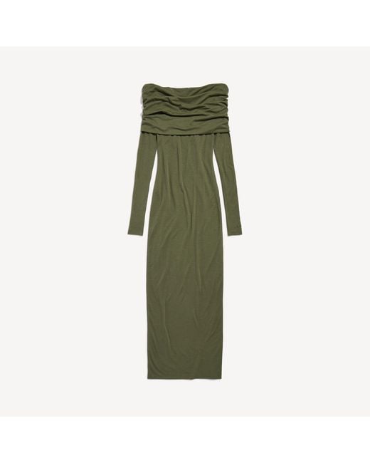 Balenciaga Green Long Sleeve Off-Shoulder Dress